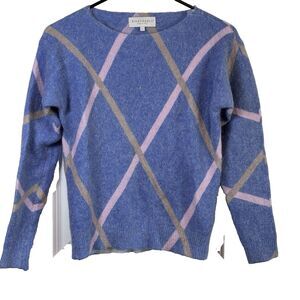 Bianco & Blu Mohair/Wool Blend Blue&Pink Knit Sweater Size Medium made in Italy